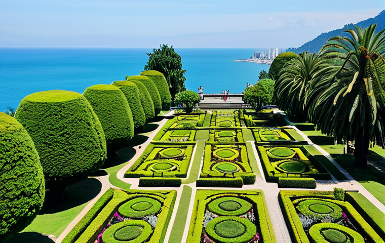 조지아 주요 항구 도시 - Batumi Boulevard Promenade**

A vibrant scene along Batumi Boulevard on a sunny day, showcasing palm...